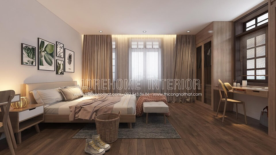 Thiết kế phòng ngủ hiện đại với nội thất gỗ đẹp sang trọng Thiết kế phòng ngủ nhà phố