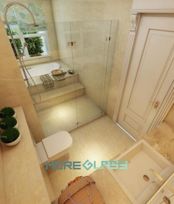 Thiết kế và thi công vách tắm kính180 độ MG-004 là sự kết hợp giữa phòng tắm đứng và nằm hiện đại tận dụng tối đa không gian.